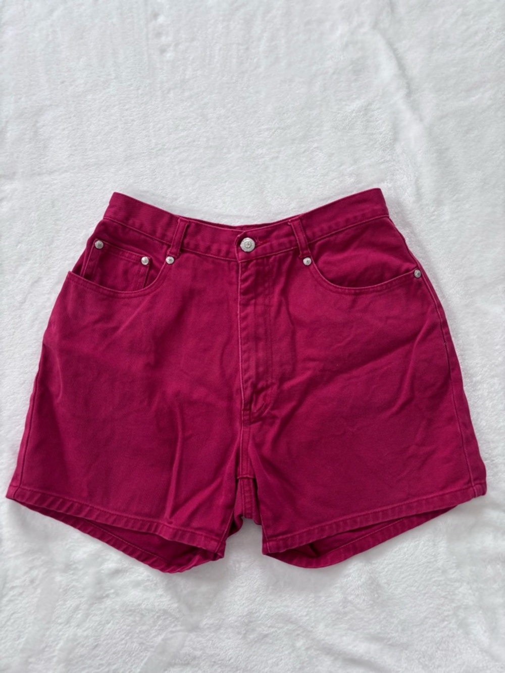 Vintage point zero red denim high waisted shorts